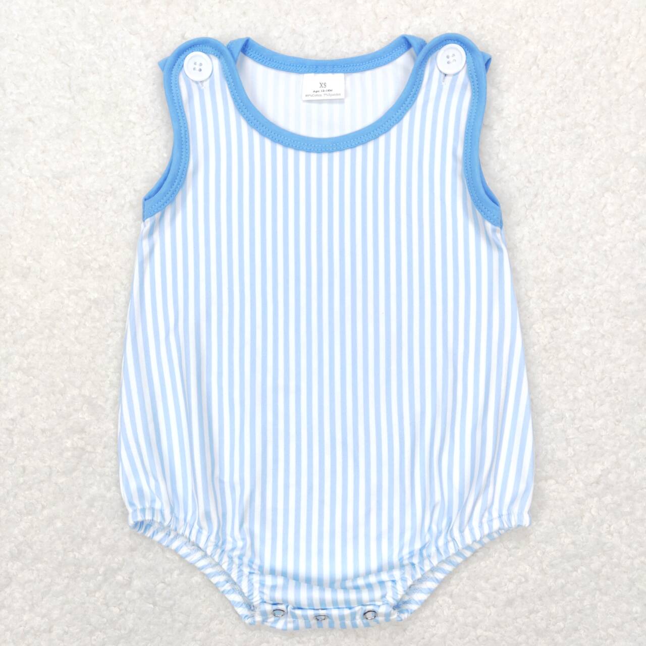 SR0711   Blue Plaid  Girls Short Sleeve Romper