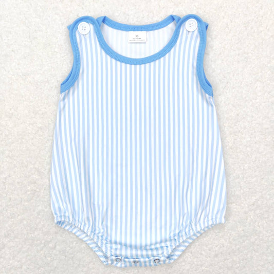 SR0711   Blue Plaid  Girls Short Sleeve Romper