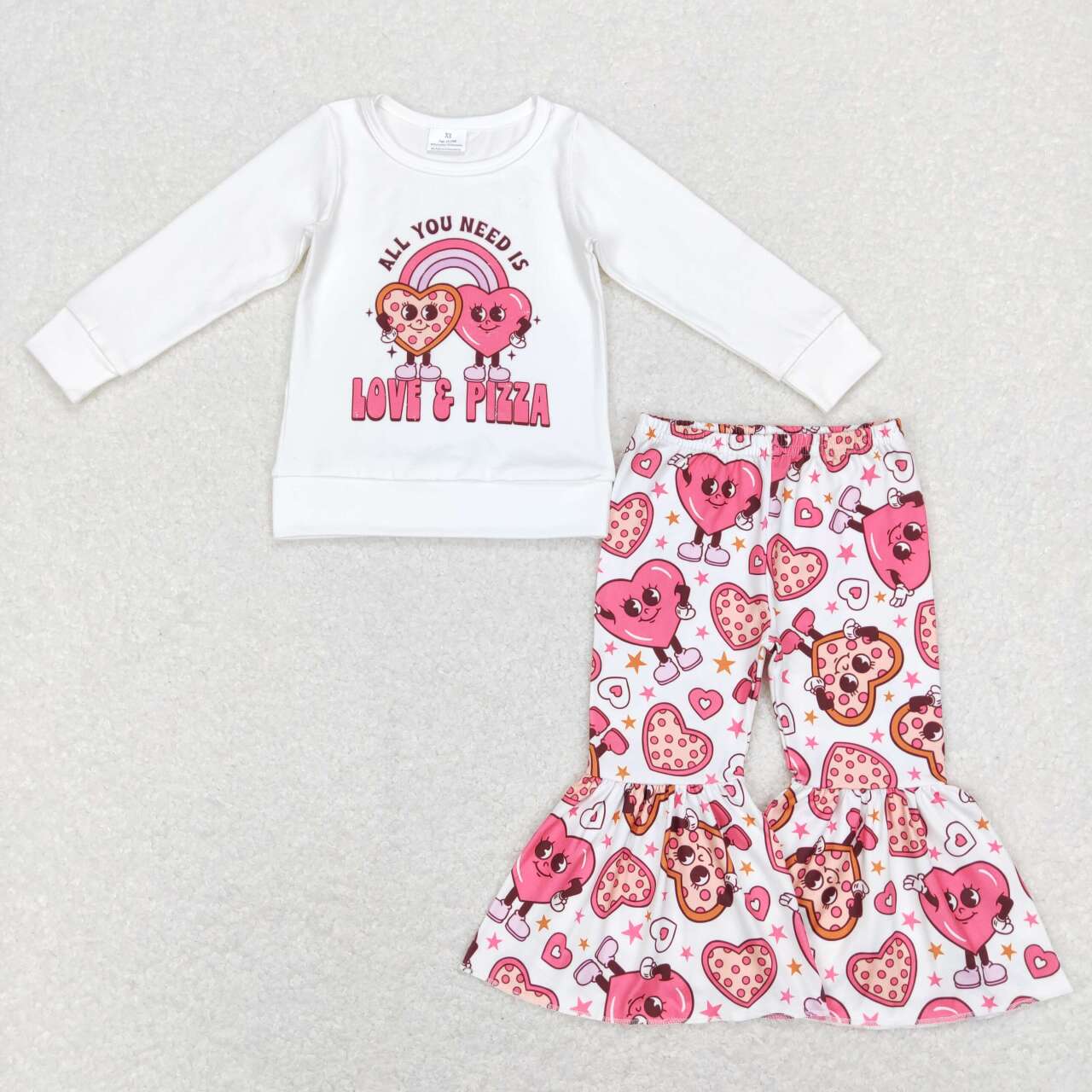 GLP1119  Valentine Pink Love Pizza Girls Long Sleeve Pants Outfits