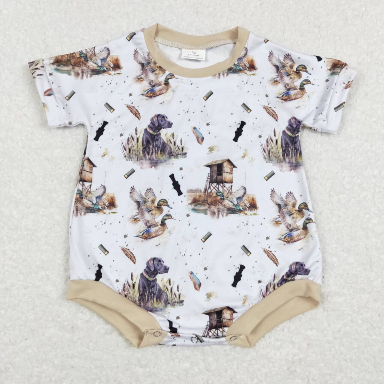 SR0608 Brown Dog  Girls Short Sleeve Romper