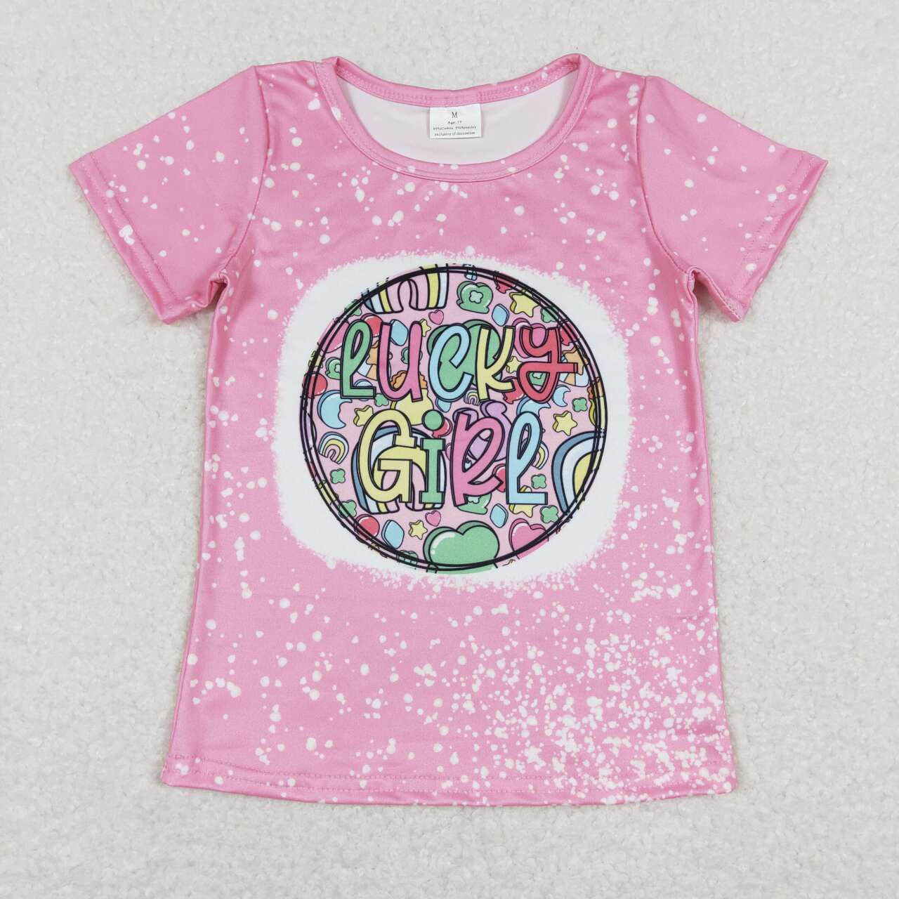 GT0375 Clover Lucky Pink St. Patrick Boys Short Sleeve Top T-shirts