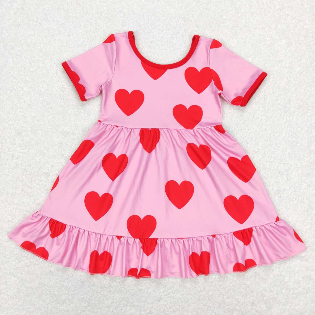 GSD0629 Valentine Love Pink Girls Short Sleeve Dresses