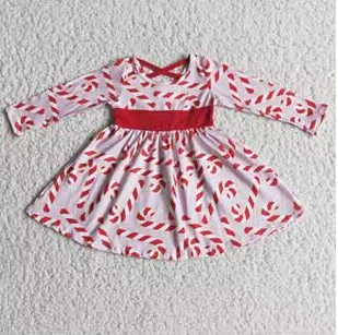 Clearance 6 A12-18 Christmas Red Girls Long Sleeve Dresses