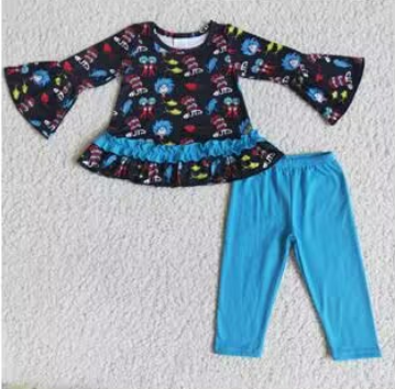 Clearance 6 A10-16 Blue Dr Cartoon Girls Long Sleeve Pants Outfits