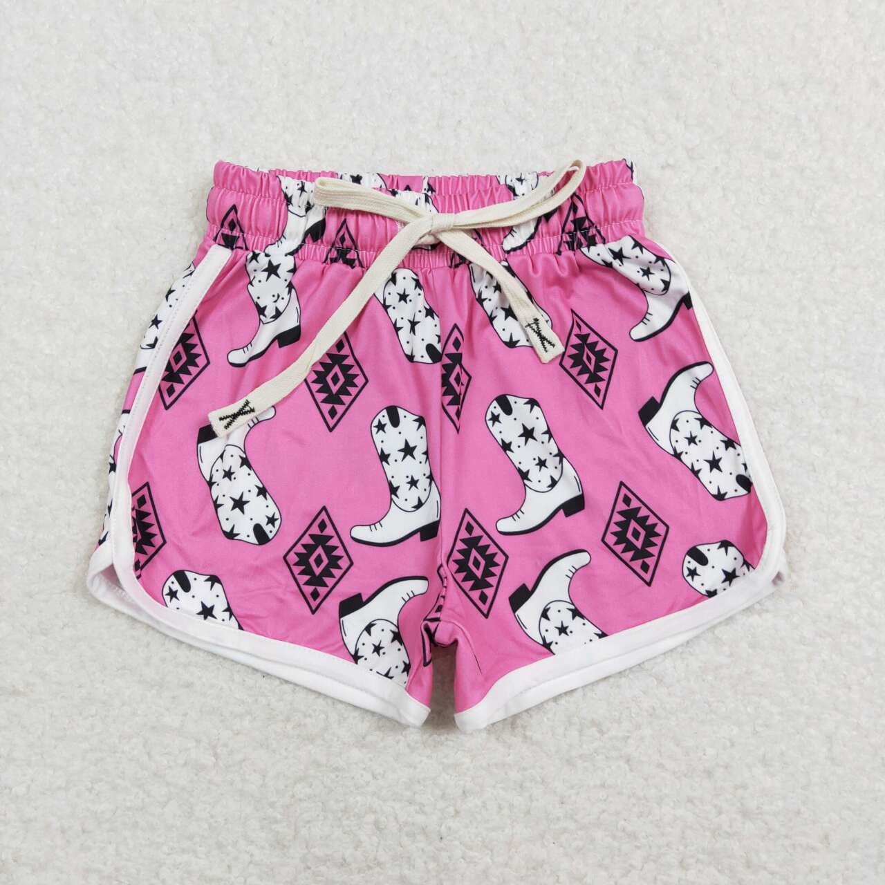 SS0126 Pink Western Cow   Boys Shorts Pants