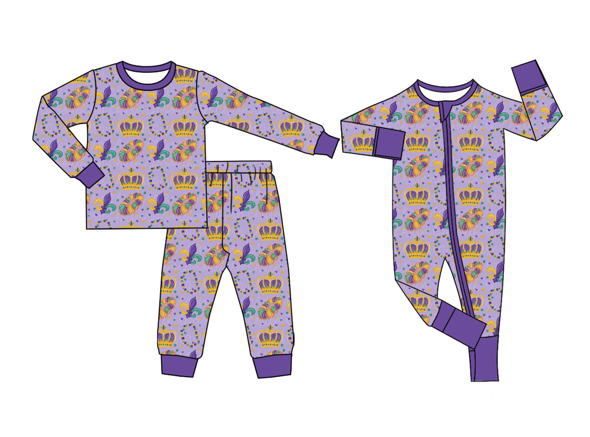 Preorder MOQ 5 pcs Each Style Mardi Gras Boys Pajamas Outfits Kids Matching Clothes 202609