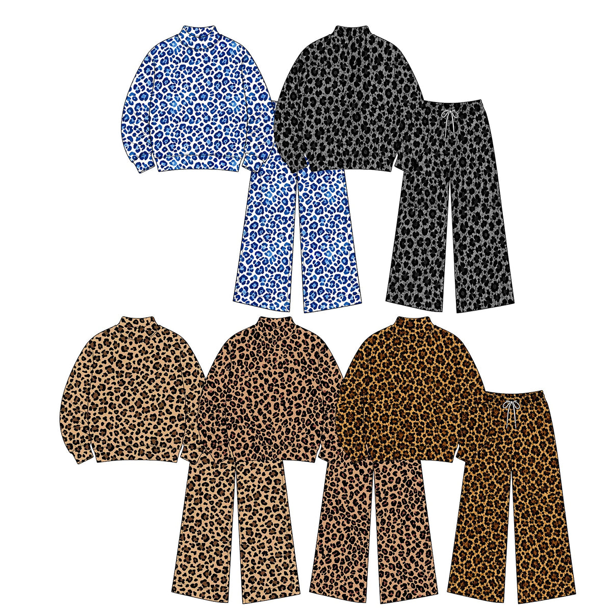 Preorder MOQ 5 pcs Each Style Fashion Leopard Middle Neckline Yoga Girls Set 202609