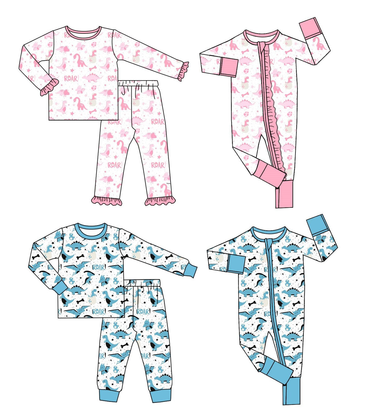 Preorder MOQ 5 pcs Each Style Easter Eggs Dinosaur ROAR Print Pajamas Kids Matching Clothes