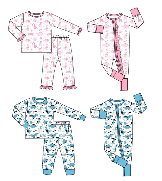 Preorder MOQ 5 pcs Each Style Easter Eggs Dinosaur ROAR Print Pajamas Kids Matching Clothes
