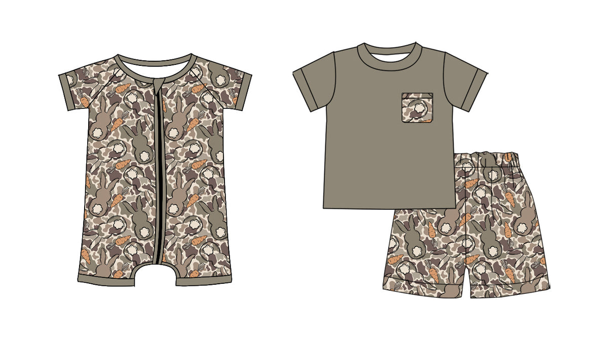 Preorder MOQ 5 pcs Each Style Easter Bunny Camo Kids Matching Clothes 202609