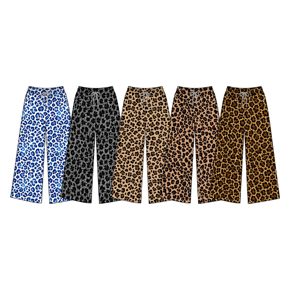Preorder MOQ 5 pcs Each Style Fashion Leopard Print Girls Wide Leg Pants 202609