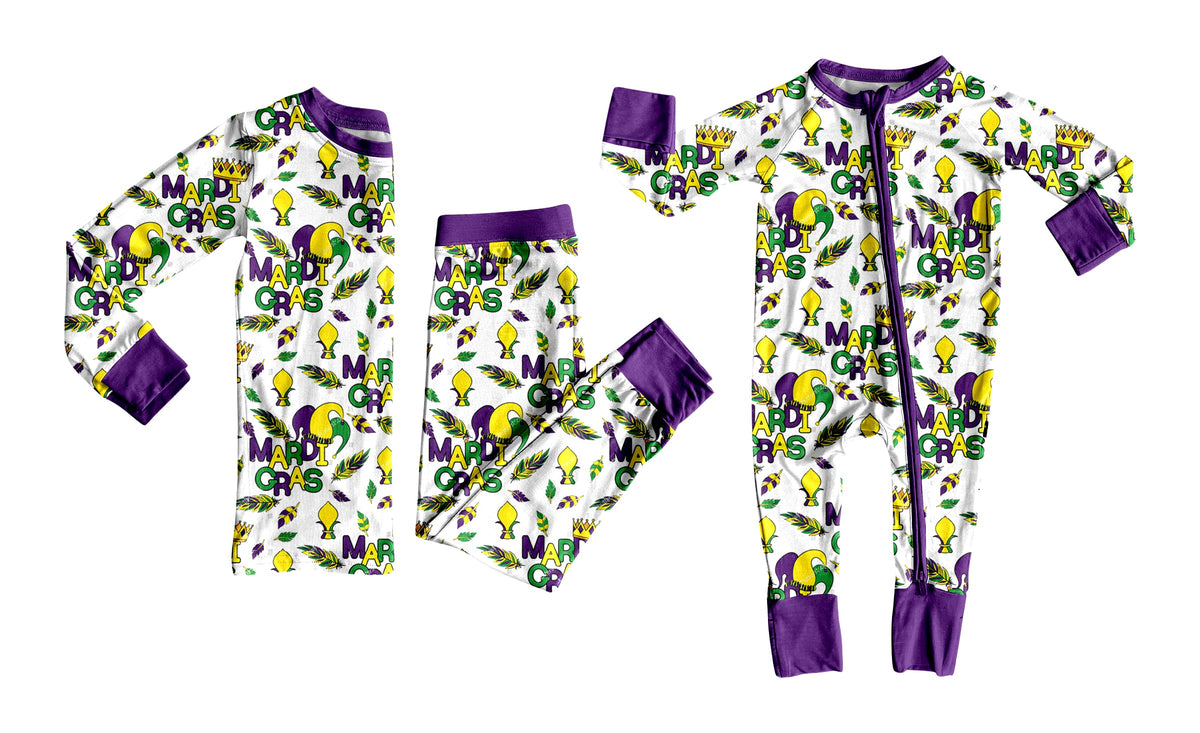 Preorder MOQ 5 pcs Each Style Mardi Gras Boys Pajamas Kids Matching Clothes