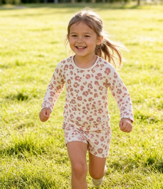 GLS0093 Colored Leopard Long Sleeve Shorts Girls Sets 202604 RTS