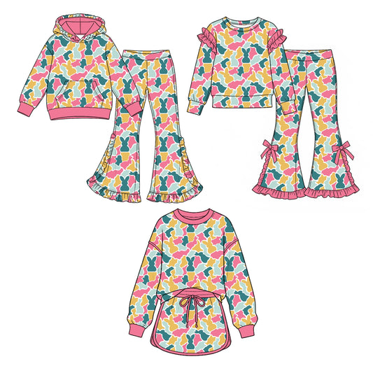 Preorder MOQ 5 pcs Each Style Easter Bunny Camo Ruffles Kids Matching Clothes 202609