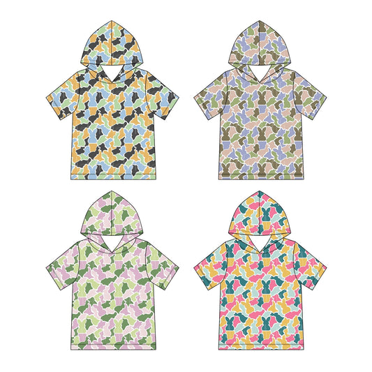 Preorder MOQ 5 pcs 202609 Each Style Easter Bunny Camo Hoodies Pullover Shirt Kids Matching Clothes