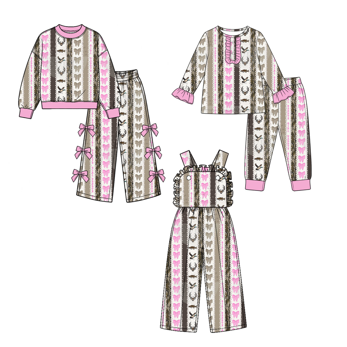 Preorder MOQ 5 pcs Each Style Hunting Duck Deer Fish Kids Matching Clothes