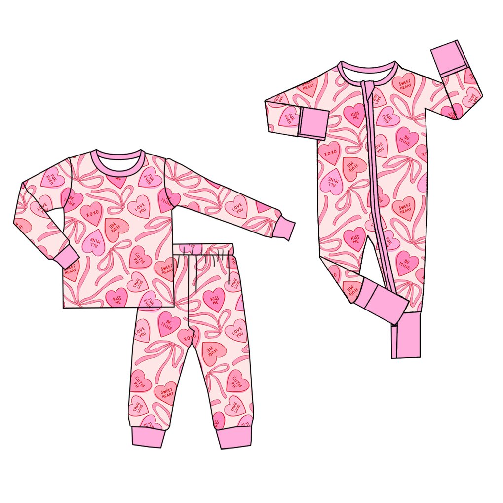 Preorder MOQ 5 pcs Each Style Valentine's Day Love Pajamas Kids Matching Clothes
