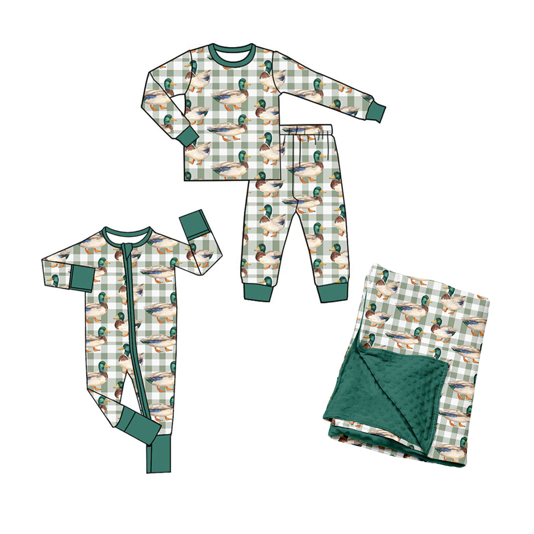Preorder MOQ 5 pcs Each Style Mallard Ducks Plaid Kids Matching Clothes-2026.8.26