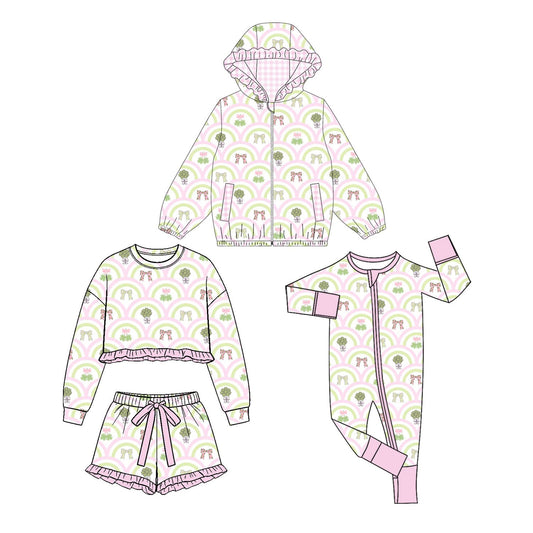 Preorder MOQ 5 pcs Each Style Saint Patrick Rainbows Bows Kids Matching Clothes