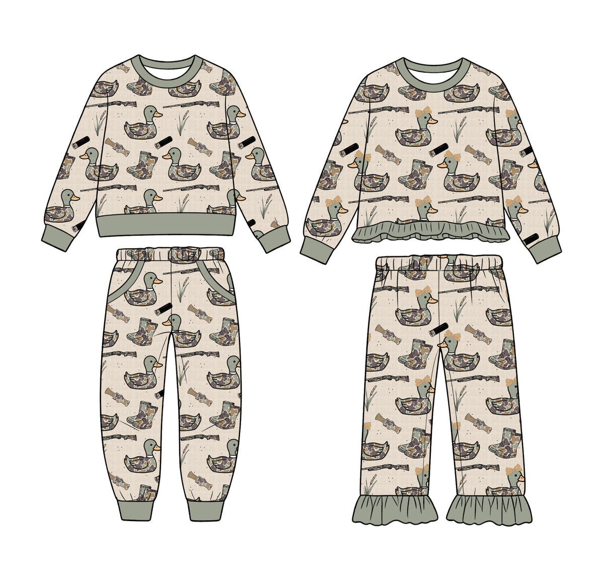 Preorder MOQ 5 pcs Each Style Duck Hunting Cmao Kids Matching Clothes