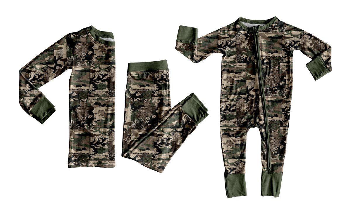 Preorder MOQ 5 pcs Each Style Hunting Camo Boys Pajamas Kids Matching Clothes