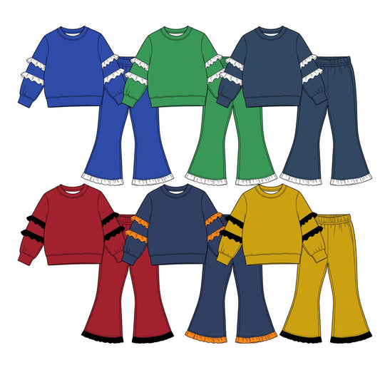 Preorder MOQ 5 pcs Each Color Solid Color Ruffles Girls Set-2026.8.20