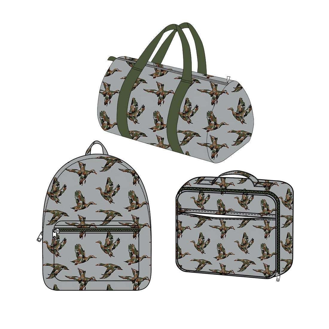 Preorder MOQ 5 pcs each Mallard Ducks Camo Gray Kids Matching Bags