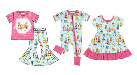 customize Pink rabbit print set high quality