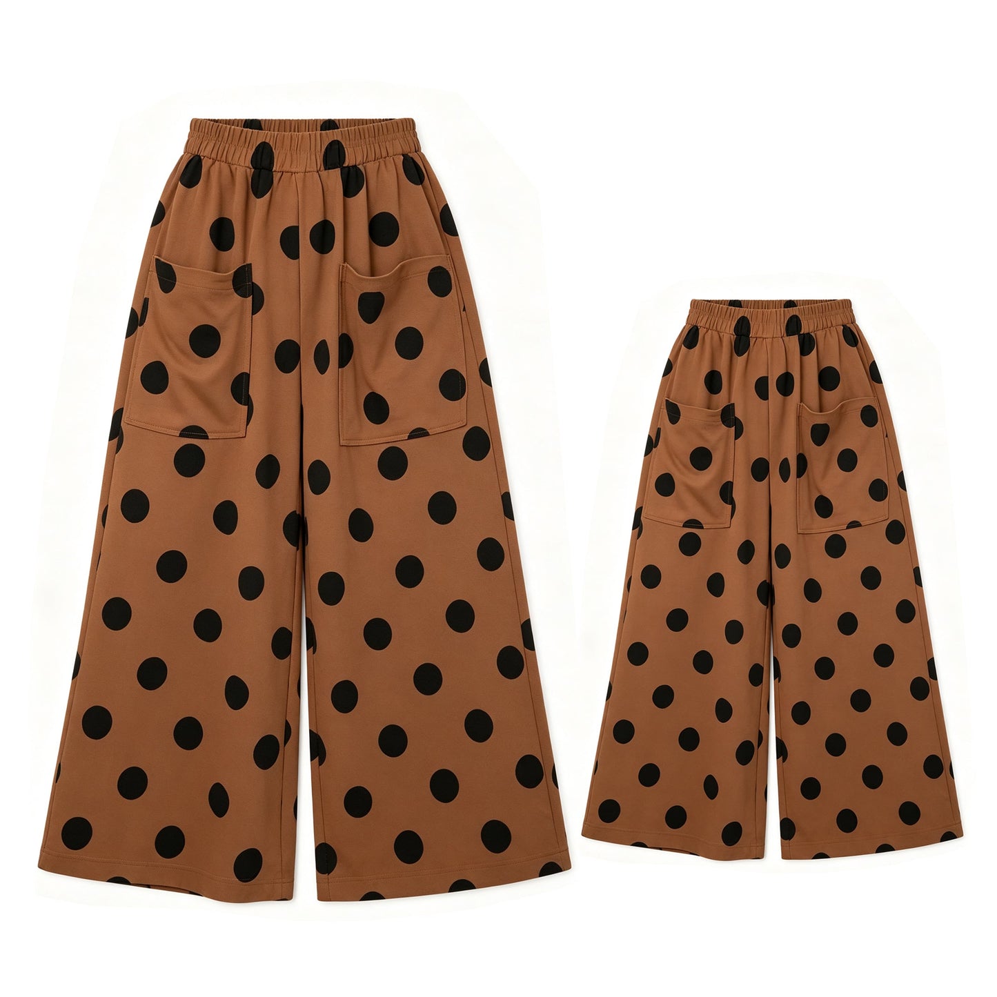 Preorder MOQ 5 pcs Each Dots Pocket Brown Mommy And Me Wide Leg Pants 202609