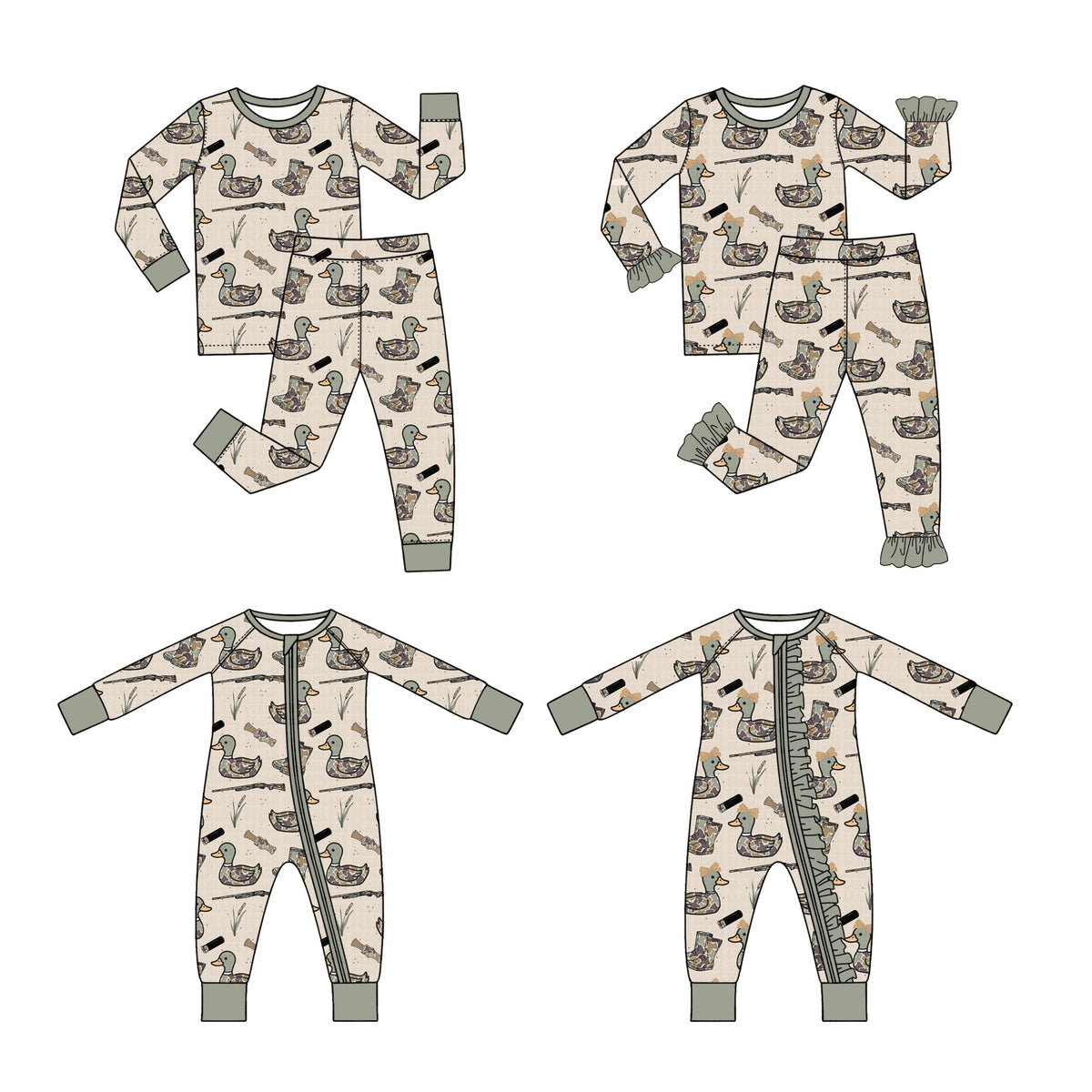 Preorder MOQ 5 pcs Each Style Duck Hunting Camo Pajamas Kids Matching Clothes