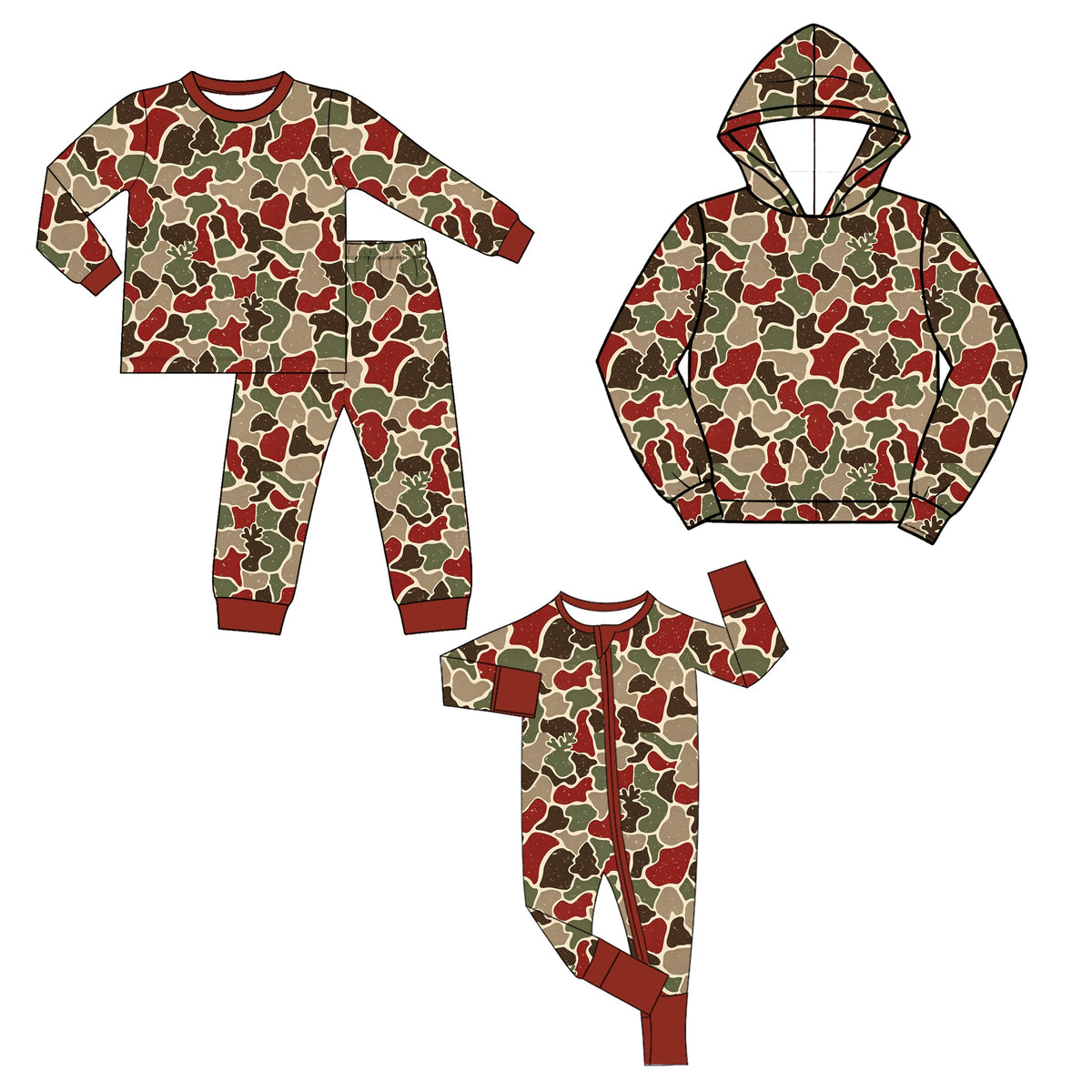 Preorder MOQ 5 pcs Each Style Hunting Deer Camo Kids Matching Clothes 202609