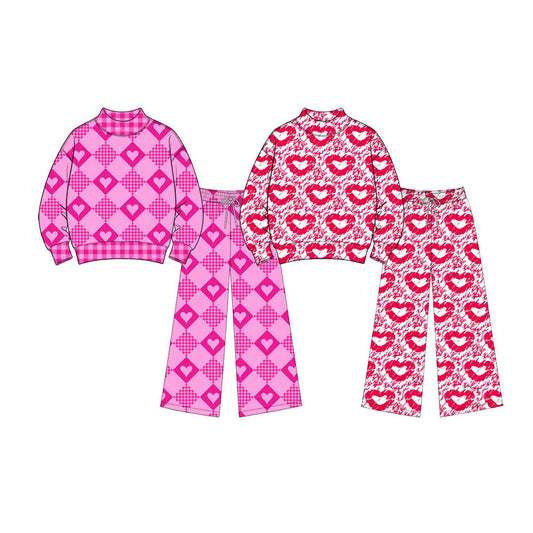 Preorder MOQ 5 pcs Each Style Valentine's Day Love Middle Neckline Kids Matching Clothes 202609