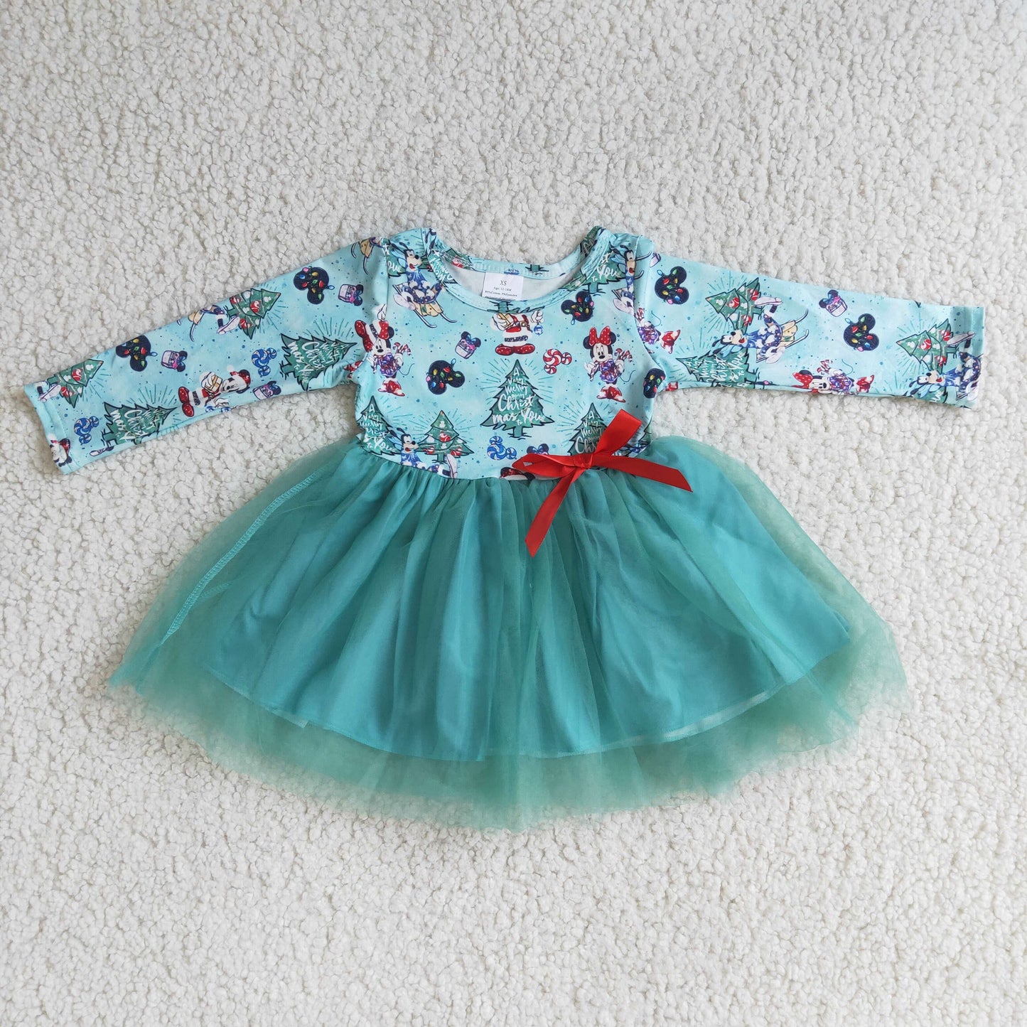 Clearance 6 A15-1 Christmas Mickey green skirt dress