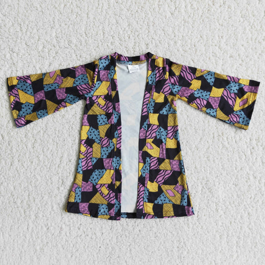 Promotion RTS 6 A3-14 Blue Leopard Western Girls Long Sleeve Cardigan