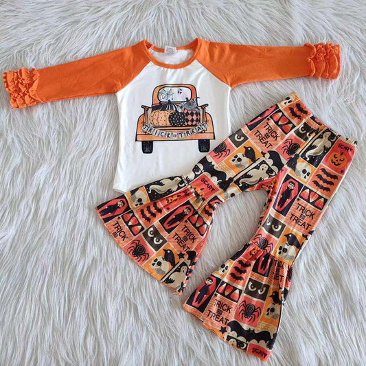 Clearance  6 A7-30 Pumpkin car orange long sleeve bell bottoms