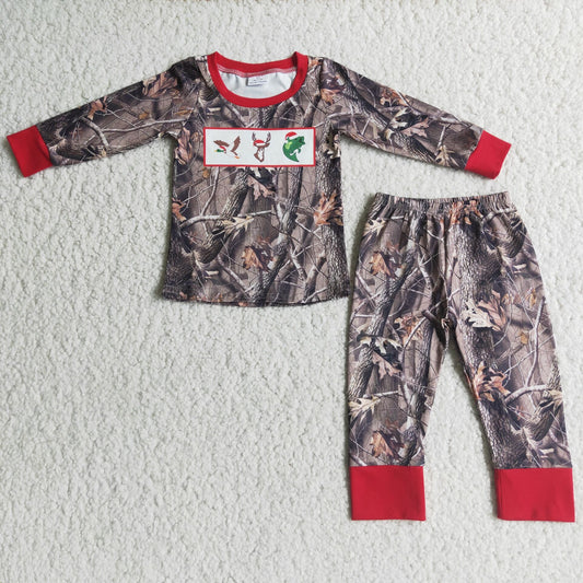 Clearance 6 A9-13-1 Boys trunk dry leaves long sleeve trousers pajamas set