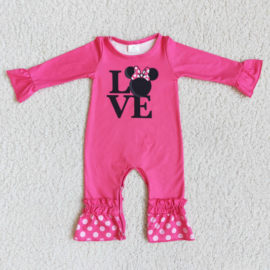 6 B8-35 Valentines girl boutique outfit Rose Red Ruffle long sleeve Love Romper RTS 202412