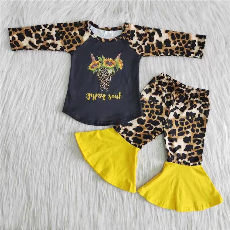 Clearance 6 B8-37 Sunflower bull head leopard print long-sleeved suit