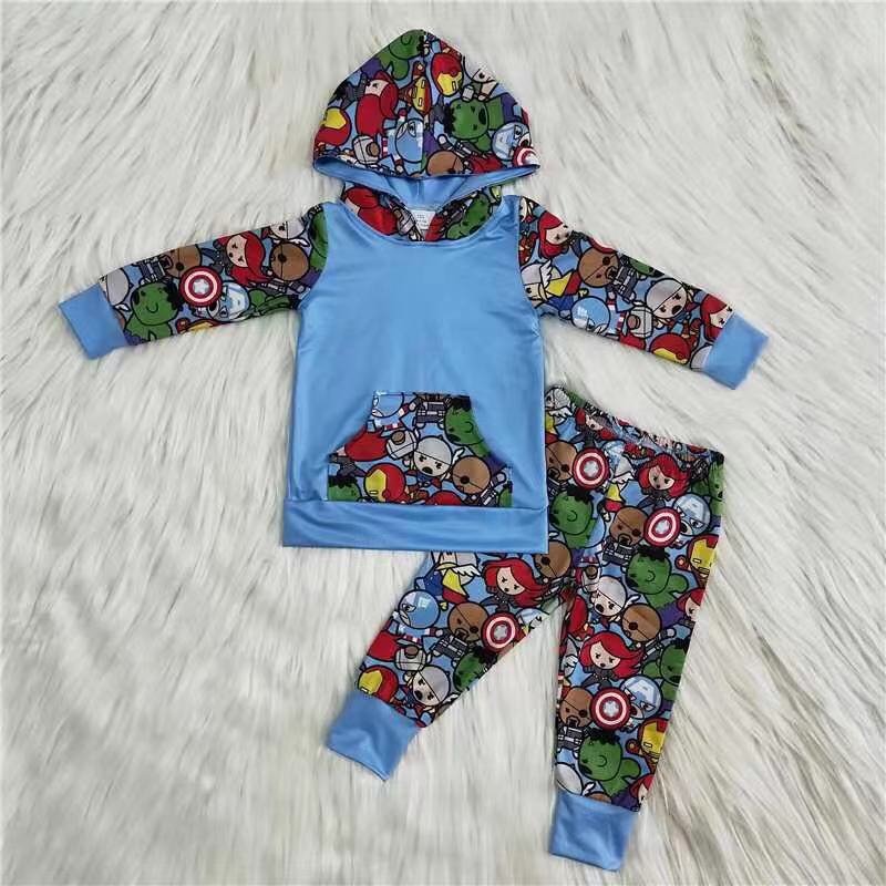 Clearance 6 B9-37 Cartoon hoodie for boys with long sleeves and pants