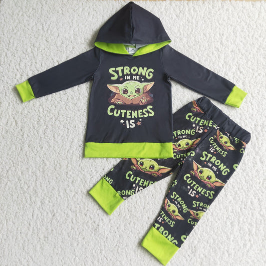 Clearance 6 C9-37 Green Cartoon Strong Cuteness Boys Long Sleeve Hoodies Outfits