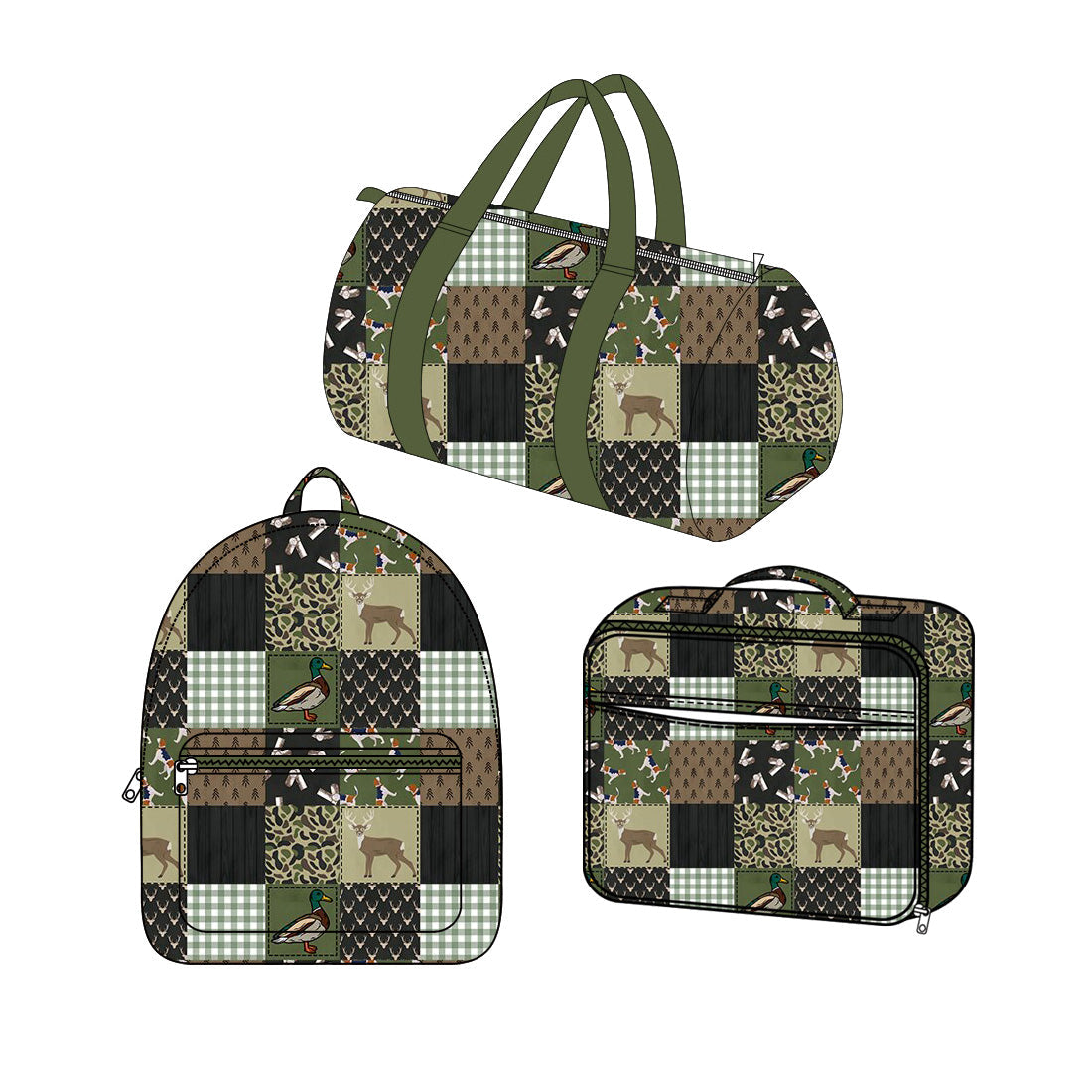 Preorder MOQ 5 pcs each Hunting Camo Plaid Kids Matching Bags