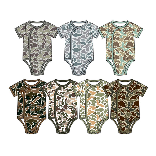 Preorder MOQ 5 pcs Each Style Hunting Camo Baby Side Snap Romper Kids Matching Clothes