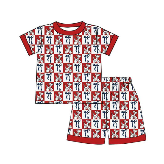 CUSTOM Pre-Order MOQ 20 PCS Fabric-Bamboo 4th of July Girls Outfit 202605 Sibling