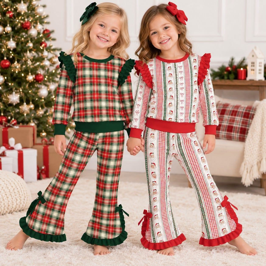 Preorder MOQ 5 pcs Each Style Christmas Santa Ruffles Kids Matching Clothes