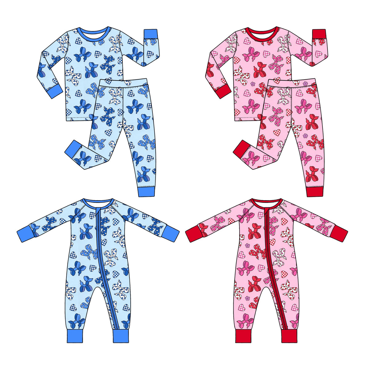 Preorder MOQ 5 pcs Each Style Valentine's Day Puppy Plaid Love Pajamas Kids Matching Clothes