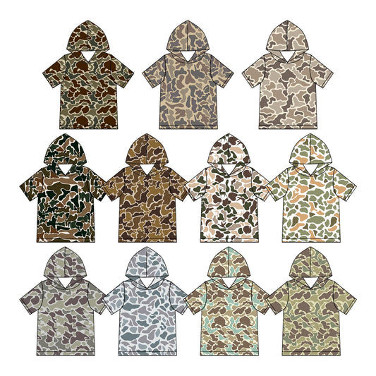 Preorder MOQ 5 pcs Each Style Hunting Camo Hoodie Pullover Shirt Kids Matching Clothes