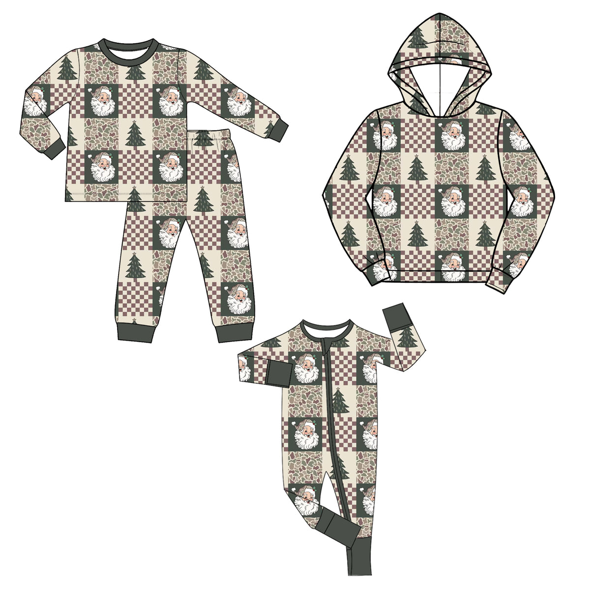 Preorder MOQ 5 pcs Each Style Christmas Santa Trees Camo Kids Matching Clothes 202609