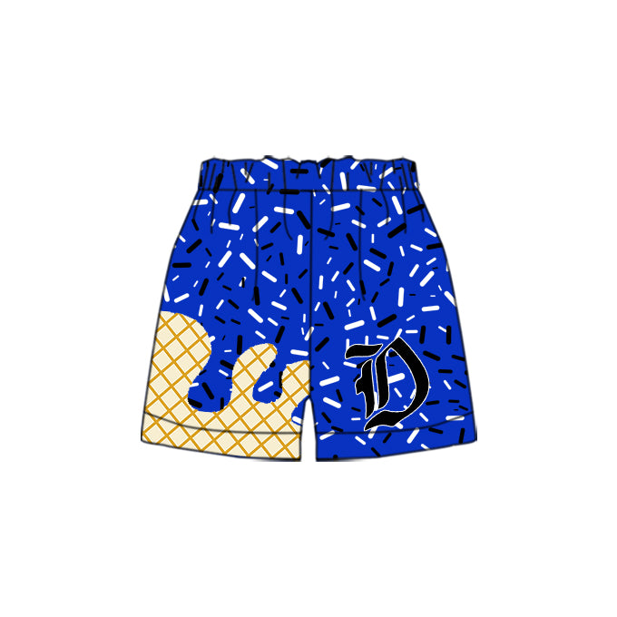 CUSTOM Pre-Order MOQ 5 PCS Boys Blue Ice Cream Waffle Drip Shorts 202603