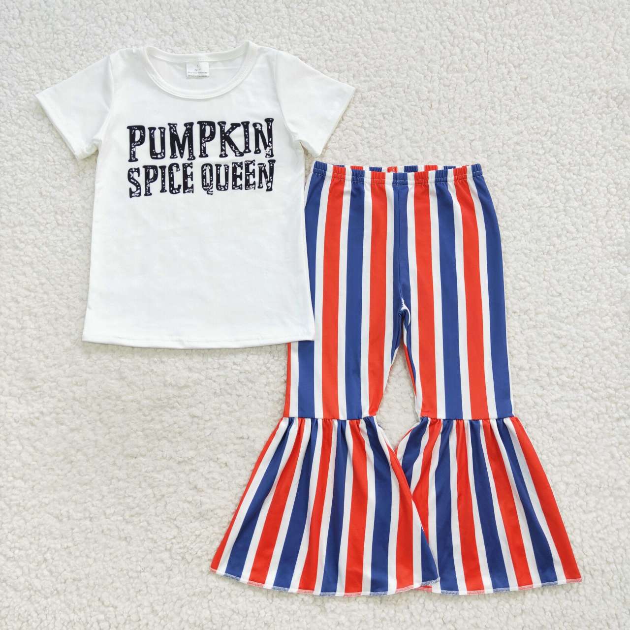 GSPO0794 Halloween Pumpkin Spice Wueen Girls Short Sleeve Pants Outfits