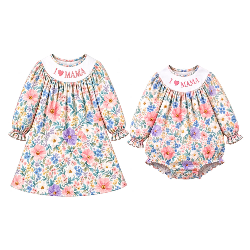 Preorder MOQ 5 pcs Each Style I Love MAMA Flower Kids Matching Clothes